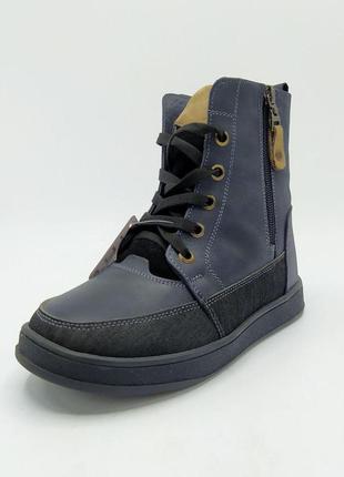 Черевики зимові підліткові lucky shoes б-315 шкіра в синьому кольорі.