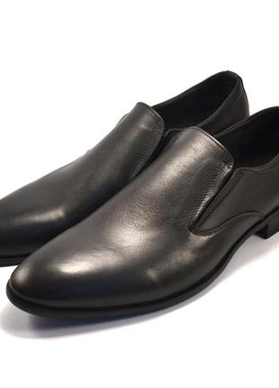 Туфли на резинках лоферы мужские кожаные черные без шнурков классические rosso avangard mono1 фото