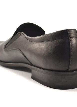 Туфли на резинках лоферы мужские кожаные черные без шнурков классические rosso avangard mono6 фото