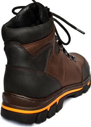 Кожаные трекинговые ботинки коричневые мужская зимняя обувь на меху с протектором rosso avangard lomerback6 фото