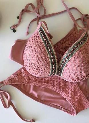 Ажурный купальник кружево вязаный купальник hunkemoller