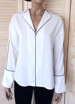 Біла актуальна щільна сорочка/блуза в білизняному стилі 🔥