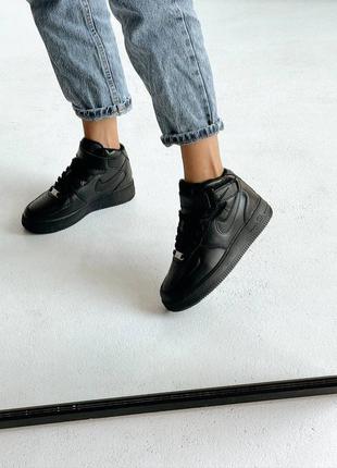 Nike air force high black женские кроссовки найк чёрные осенние кроссовки чёрные классические кроссовки7 фото