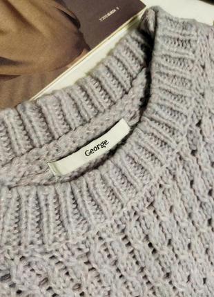 !!распродажа!!тёплый вязанный свитер оверсайз косами цвета пыльной лаванды!!6 фото