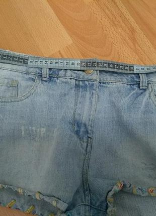 Шорты джинсовые голубого цвета с вышивкой р.12 papaya denim,хлопок 100%. 5
