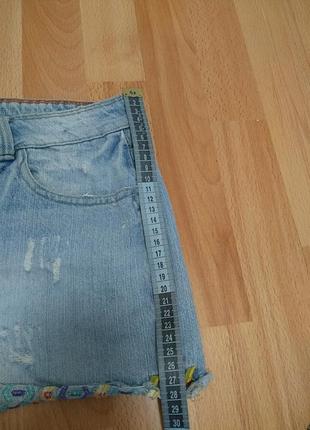 Шорты джинсовые голубого цвета с вышивкой р.12 papaya denim,хлопок 100%. 7
