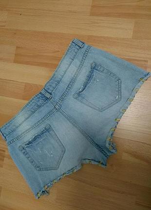 Шорты джинсовые голубого цвета с вышивкой р.12 papaya denim,хлопок 100%. 2