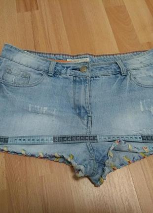 Шорты джинсовые голубого цвета с вышивкой р.12 papaya denim,хлопок 100%. 6