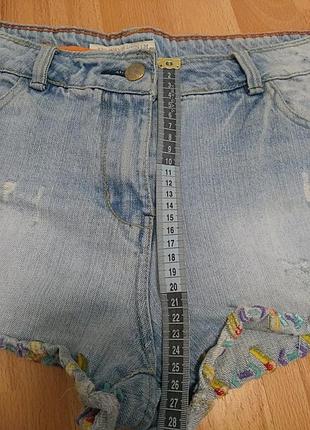 Шорты джинсовые голубого цвета с вышивкой р.12 papaya denim,хлопок 100%. 9