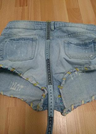Шорты джинсовые голубого цвета с вышивкой р.12 papaya denim,хлопок 100%. 10