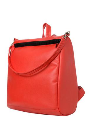 Жіночий рюкзак-сумка трансформер в червоному кольорі на прогулянку2 фото