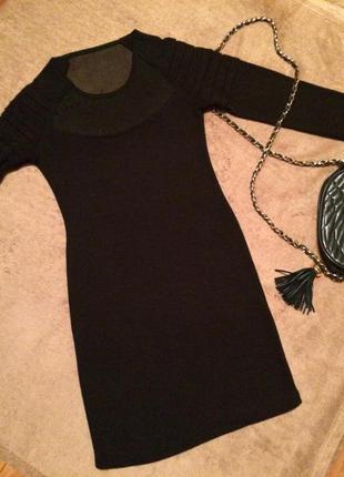 Сексуальне мягенькое маленьке чорне плаття з вставкою з сіточки4 фото