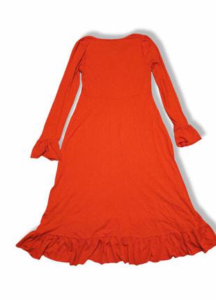 Платье трикотажное asos из вискозы стрейч миди с рюшами2 фото