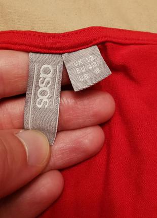 Платье трикотажное asos из вискозы стрейч миди с рюшами6 фото