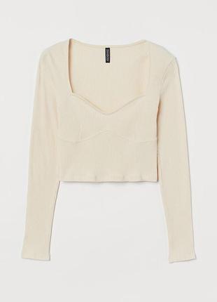 Новий молочний топ в рубчик h&m розм. m