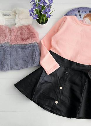 Комплект для дівчинки мєхова жилетка+плаття утеплене