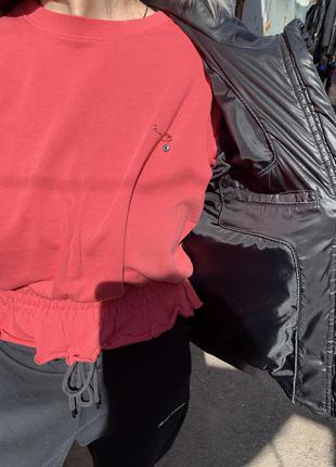 Чёрная куртка адидас женская куртка короткая куртка спортивная куртка8 фото