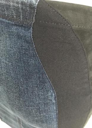 Helmut lang джинсовая юбка с кожаными вставками  42-447 фото