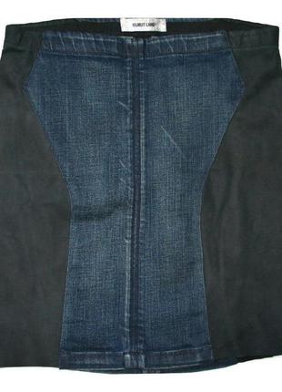 Helmut lang джинсовая юбка с кожаными вставками  42-442 фото