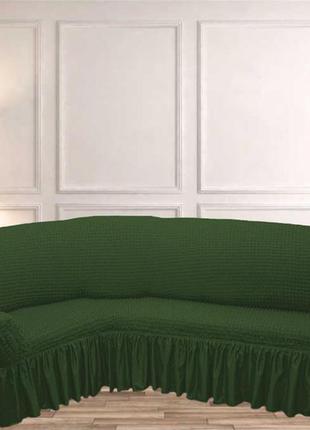 Чехол на угловой диван, зеленый