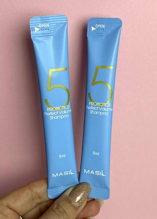 Шампунь з пробіотиками для об'єму волосся masil 5 probiotics perfect volume (стік) к. 15061