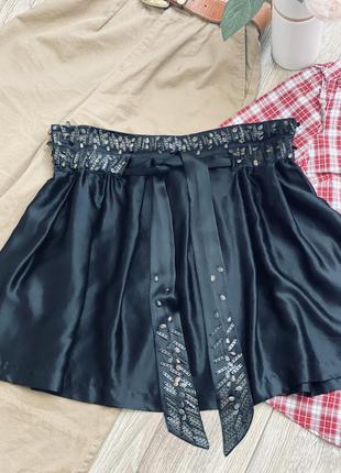 Чёрная шёлковая юбка3 фото