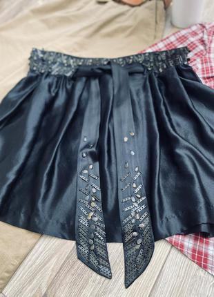 Чёрная шёлковая юбка4 фото