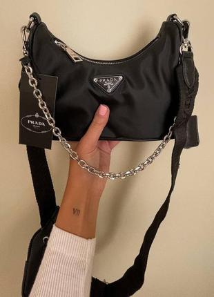 Сумка женская re-edition mini, черная (клатч, кошелек, рюкзак)