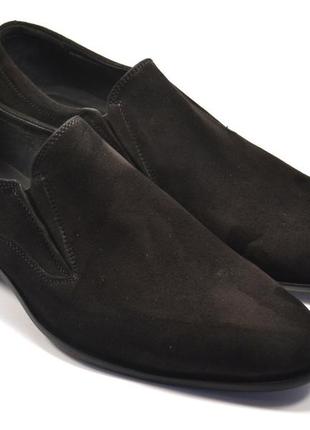 Туфли лоферы замшевые на резинках мужские черные на каблуке классические rosso avangard mono vel black9 фото