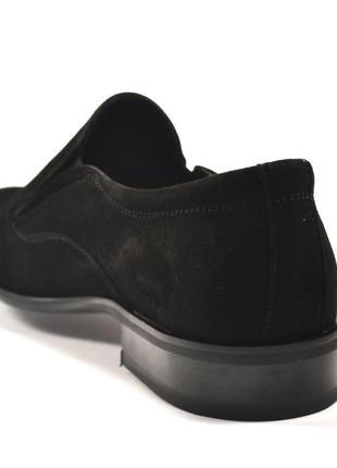 Туфли лоферы замшевые на резинках мужские черные на каблуке классические rosso avangard mono vel black5 фото