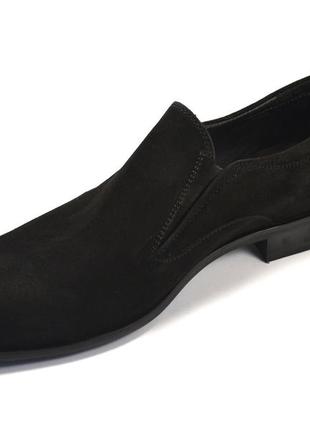 Туфли лоферы замшевые на резинках мужские черные на каблуке классические rosso avangard mono vel black7 фото