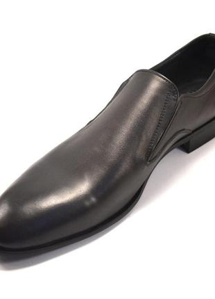 Туфли лоферы кожаные черные без шнурков на резинках мужская обувь больших размеров rosso avangard bs mono5 фото