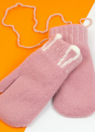 Рукавиці. дитячі рукавиці на 6 - 7 - 8 років зимові на мотузочці з вушками