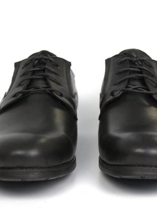 Дербі шкіряні туфлі чорні з гумками на повну стопу взуття rosso avangard derby rezblack5 фото