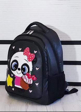 Детский школьный рюкзак с кошкой для девочки 1-5 класс (6-10 лет) экокожа2 фото