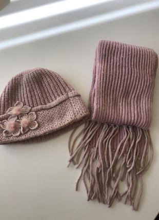 Лавандовий набір шапка + шарф1 фото