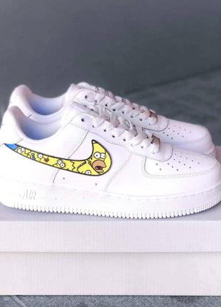 Nike air force simpsons custom унісекс дизайнерські кастомні білі ексклюзивні мультяшні кросівки сімпсони жіночі білі круті кастомні кросівки