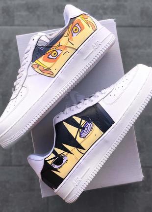 Nike air force naruto custom anime унісекс дизайнерські кастомні білі ексклюзивні аніме кросівки наруто білі круті кастомні кросівки косплей