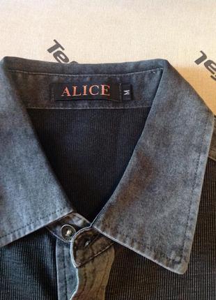 Трикотажна сорочка в рубчик з джинсовими вставками бренду alice, р. 46-484 фото