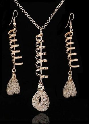 🏵набір біжутерії кулон і сережки в кристалах, нові! арт.2838