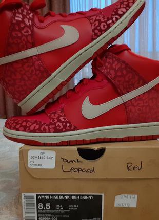 Nike, dunk leopard red, размер eur 403 фото