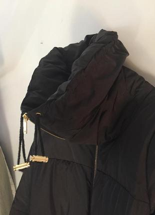 Mango suit чёрный пуховик , полупальто с поясом , золотая пряжка чёрный5 фото