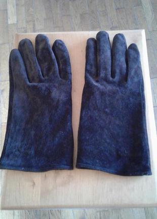 Коричневі замшеві рукавички демісезонні pierre cardin великого розміру