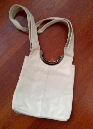 Молочна шкіряна сумка з двома ручками kinboro