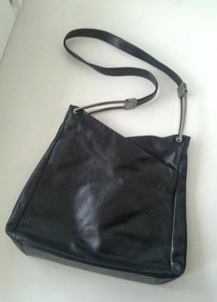 Чёрная кожаная сумка new style bags5 фото