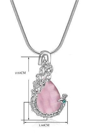 🏵кулон рожевий підвіска ювелірна на ланцюгу птах, нова! арт.2869