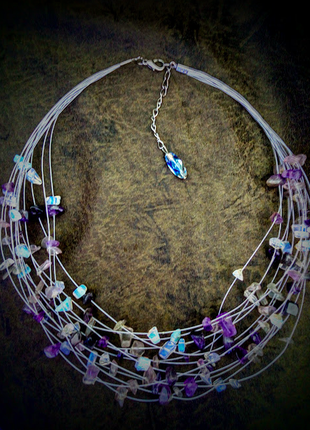 Дизайнеркое кольє чокер намисто опал, аметист натуральні камені подарунок свято новий рік 8марта