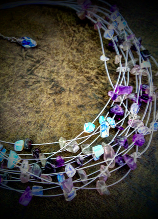 Дизайнеркое колье чокер ожерелье опал аметист натуральные камни подарок праздник новыйгод 8марта2 фото