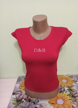 Жіноча футболка жіноча однотонна з дуже коротким рукавом на невисокий зріст. нова. колір: червоний з камінням