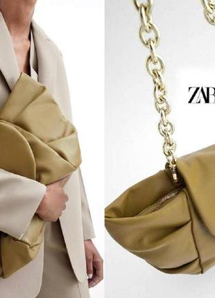 Zara містка сумка клатч 24 x 47 x 16 см з натуральної шкіри знімна ручка ланцюжок